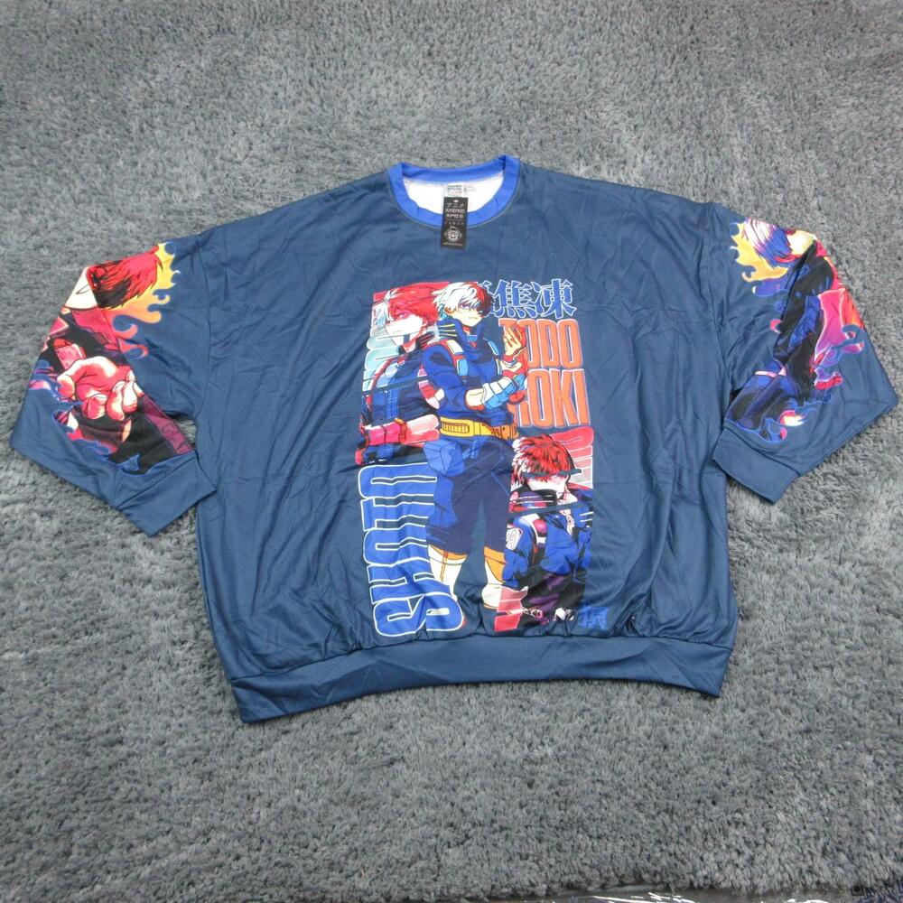 Anime Ape Sweatshirt Mens 5XL Blue Pullover Fleece Graphic Oversized NWT